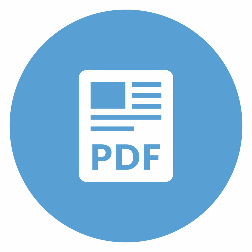 White PDF icon on a light blue circle