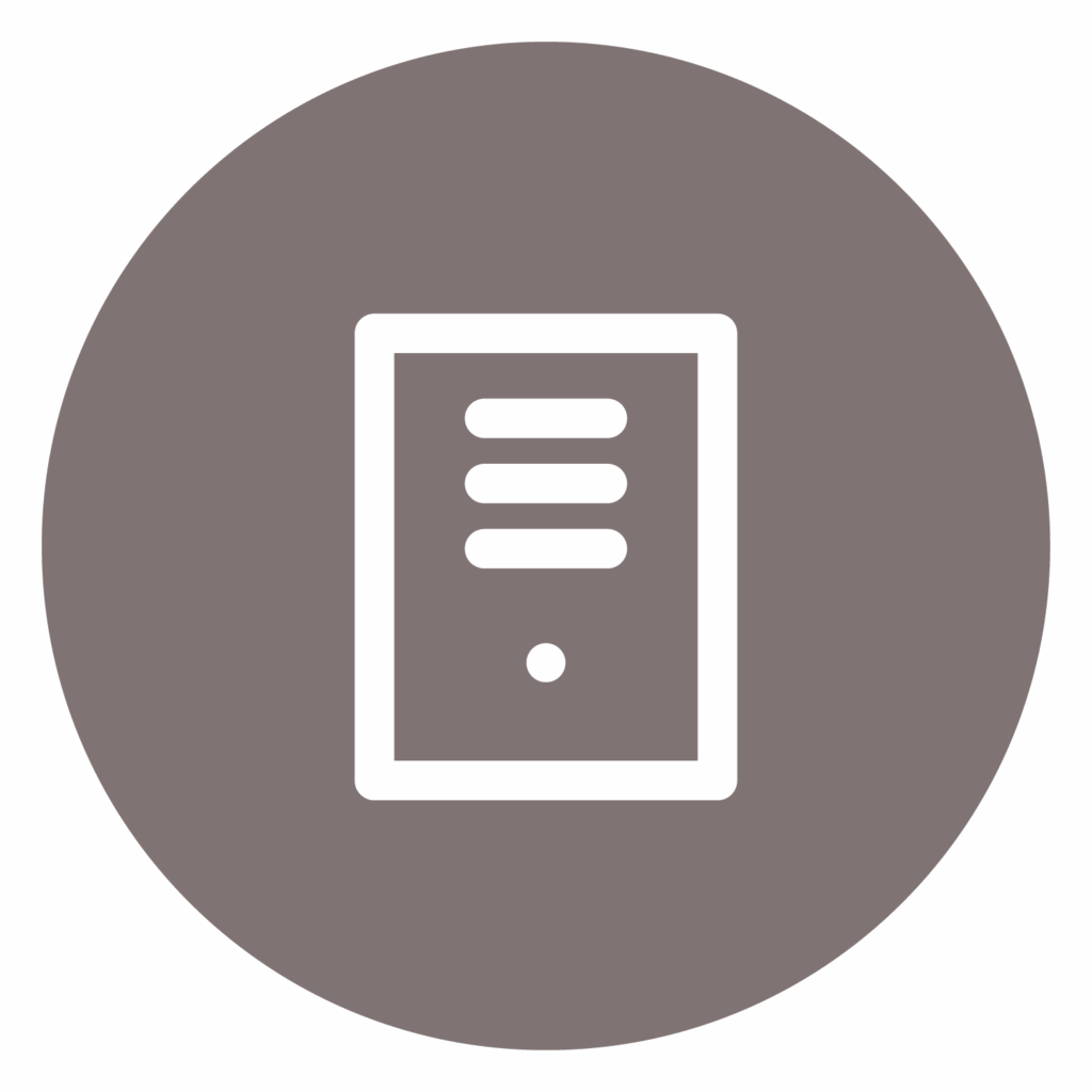 White document icon on a medium grey circle